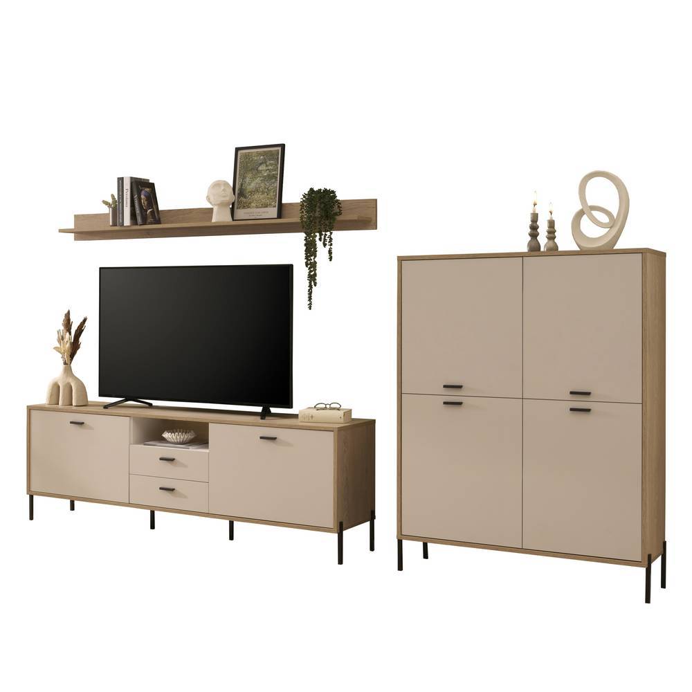 Wohnwand Zimena in modernem Design 40 cm tief (dreiteilig)