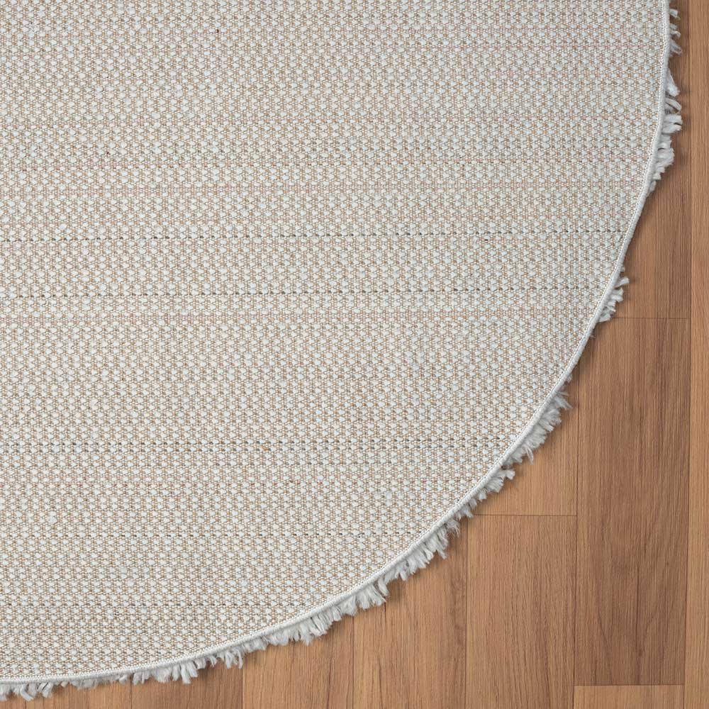 Weißer Shaggy Teppich Exmonda 150 cm Durchmesser rund
