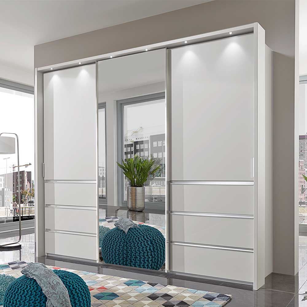 Design Schlafzimmerschrank Vovila in Weiß mit Spiegeltür