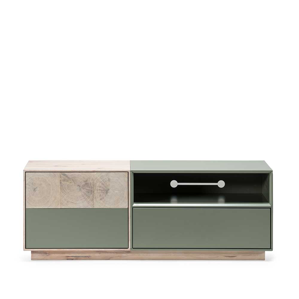 Fernsehtisch Samanda in Beton Grau und Buche hell 140 cm breit
