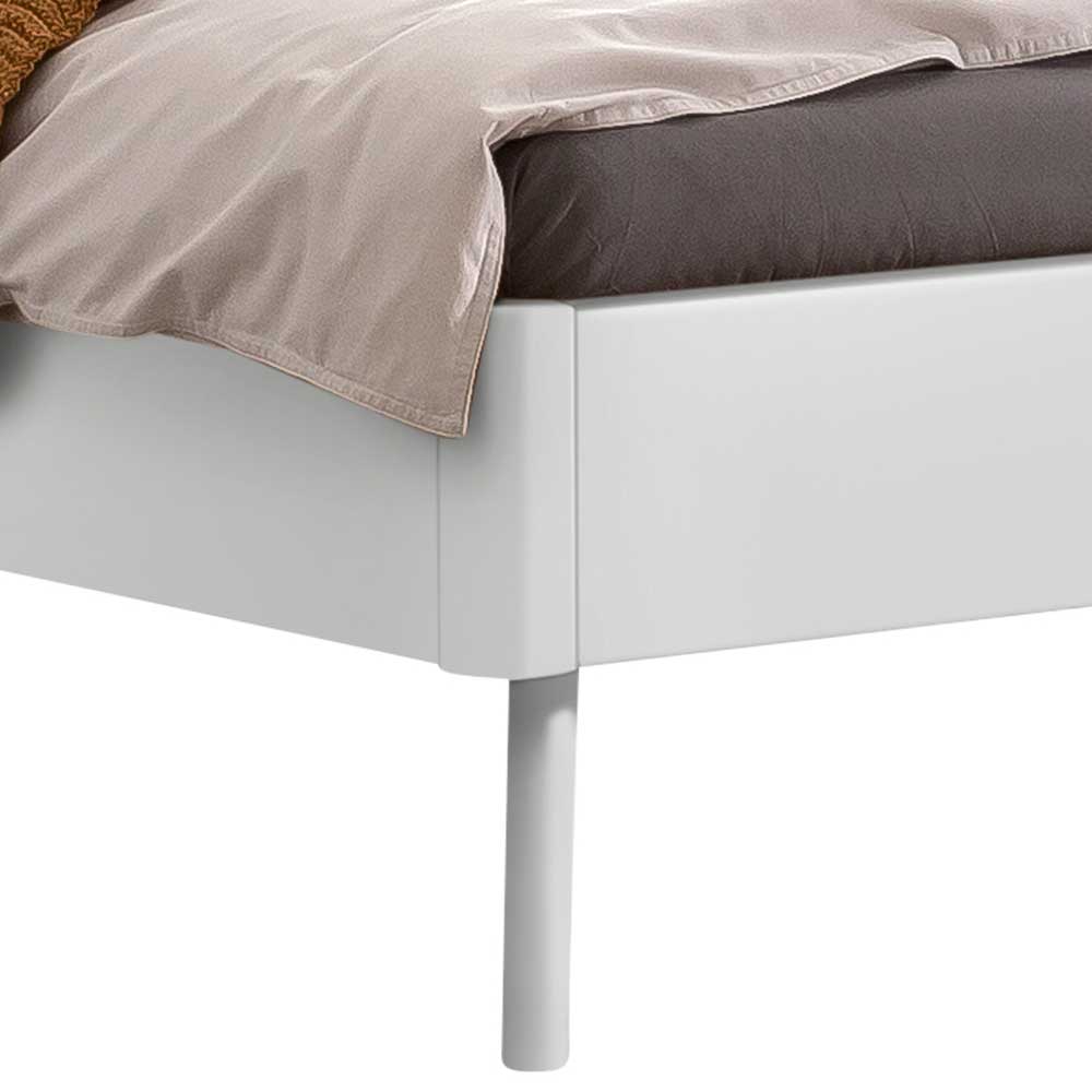 Weißes 140 cm Bett Jerry aus MDF 38 cm Einstiegshöhe