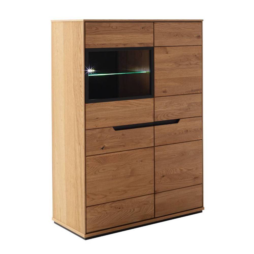Wohnzimmer Highboard Sisam 130 cm hoch mit Glastür links