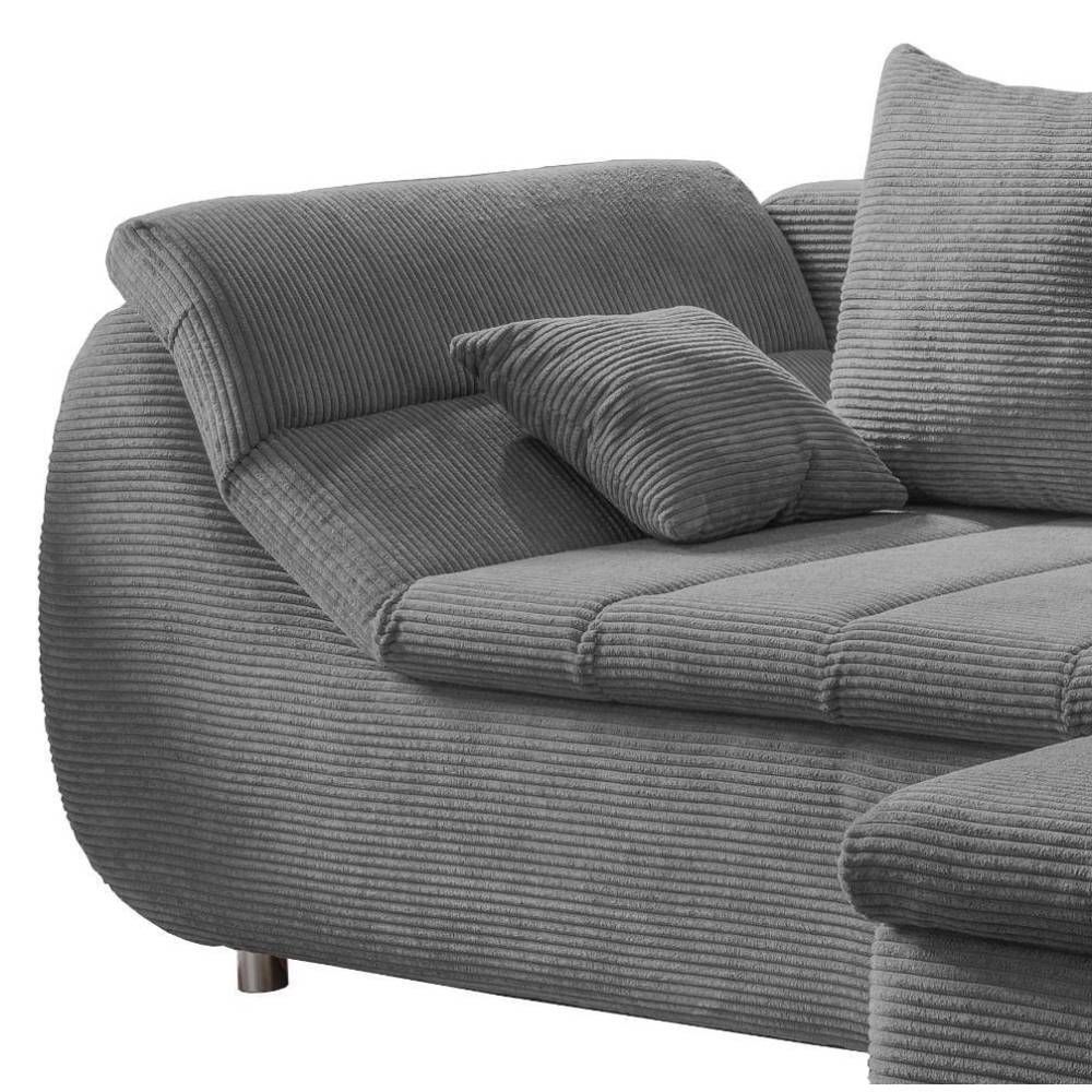Eckcouch Giralna in Grau aus Cord