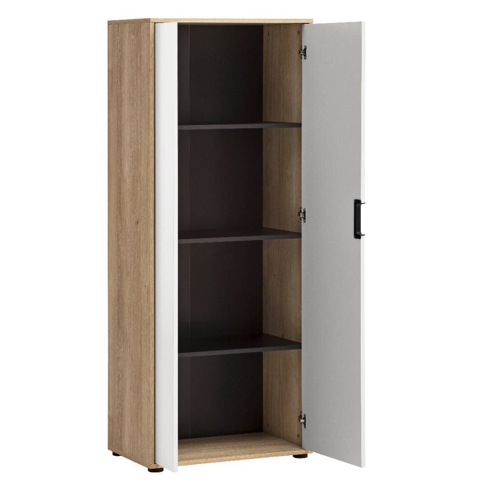 Büroschrank Lavenci in Weißeiche Holzoptik und Weiß matt