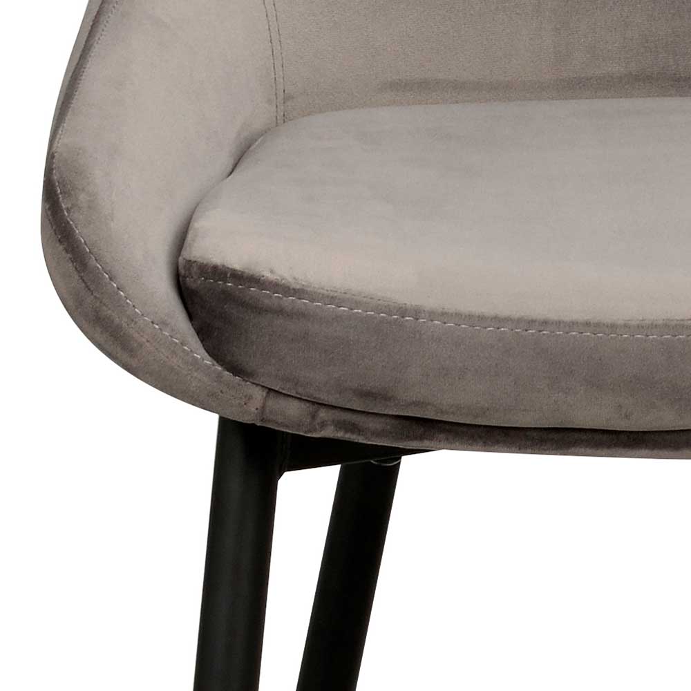 Küchenstuhl Set Ivany aus Samt und Stahl modern (2er Set)