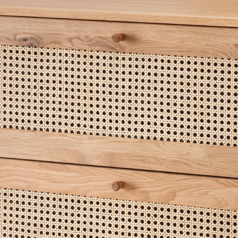 Massivholzkommode Felictas aus Rattan und Wildeiche Massivholz