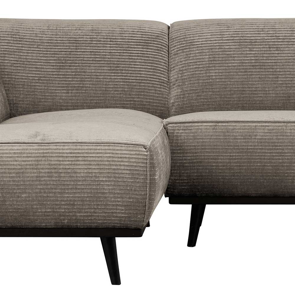 Premium Ecksofa Enda in Graubraun & Schwarz mit Strukturstoff Bezug