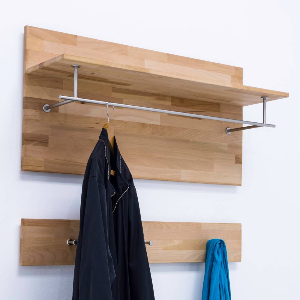 Wandgarderobe Jameson aus Kernbuche Massivholz geölt (zweiteilig)