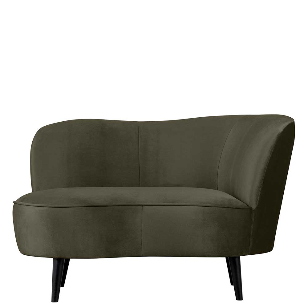 Lounge Einsitzer Sofa Corsica in Dunkelgrün Samt Rücken echt bezogen