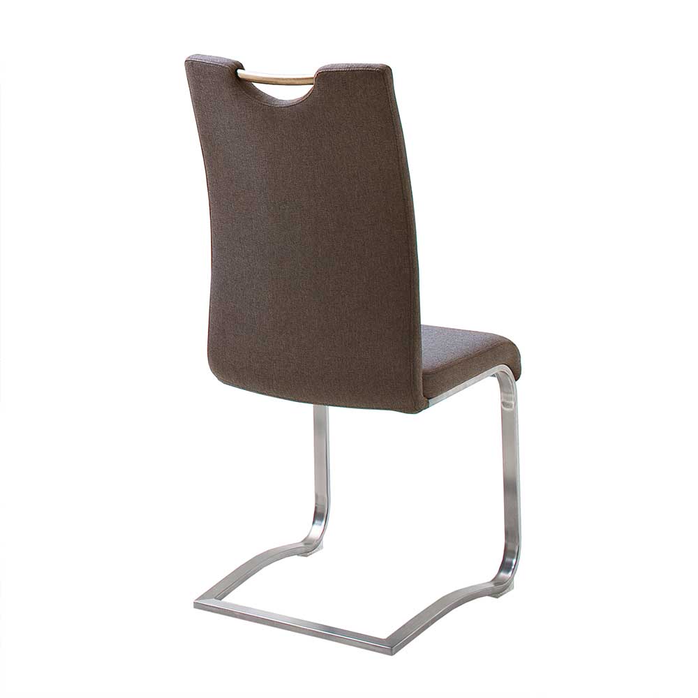 Schwingstühle Vagos in Braun Stoff und Edelstahl (2er Set)
