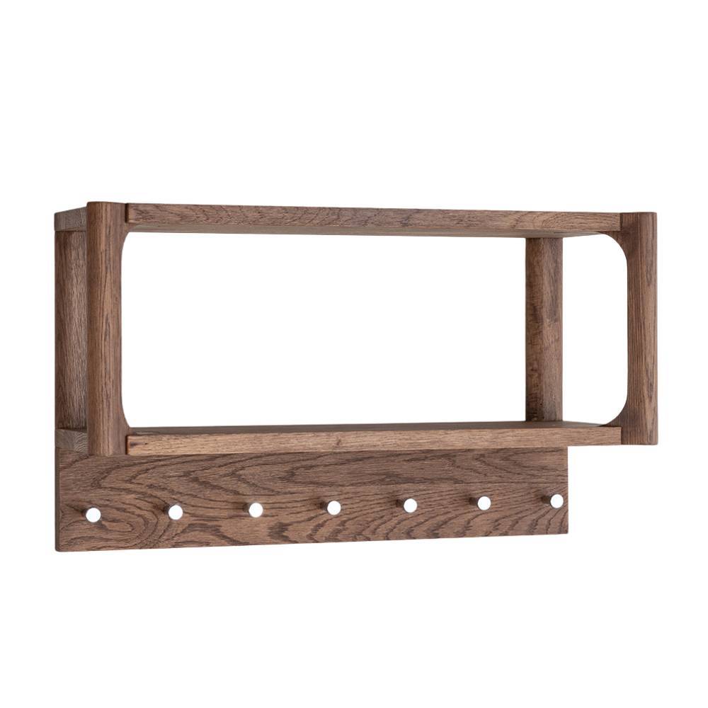 Wandgarderobe Sona in Eiche Tabacco mit Hutablage aus Holz