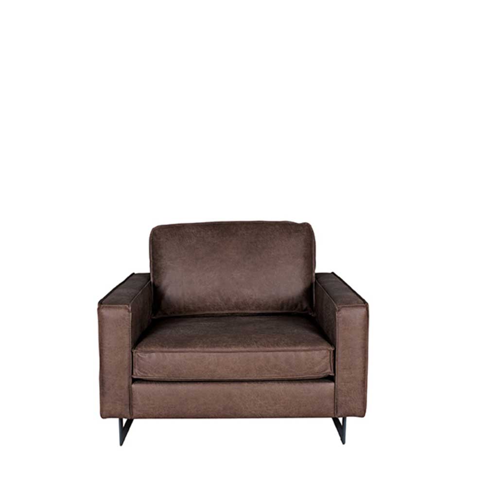 Wohnzimmer Sessel Rinoba aus Recyclingleder und Metall