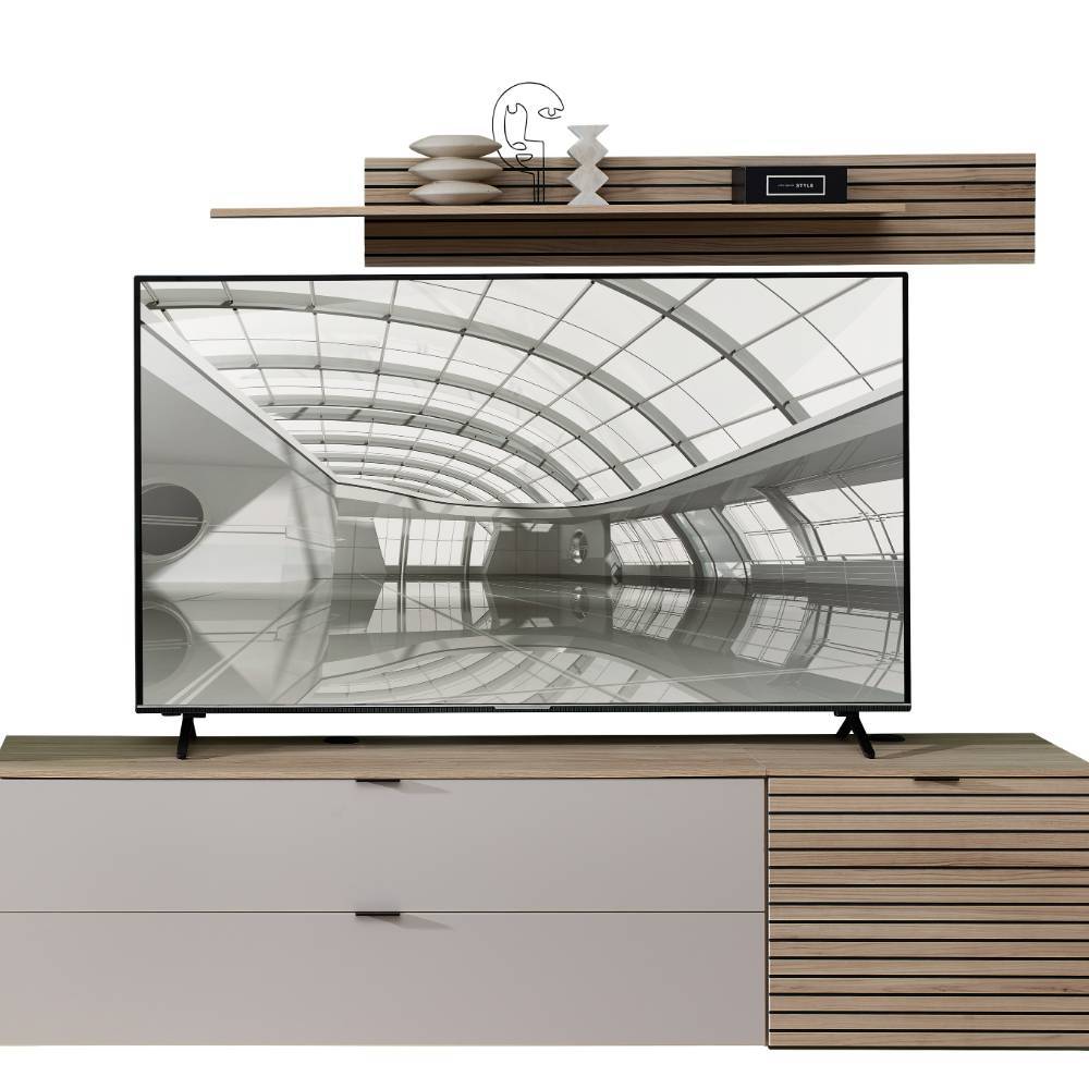 Wohnwand Jasefiana in modernem Design mit LED Beleuchtung (fünfteilig)