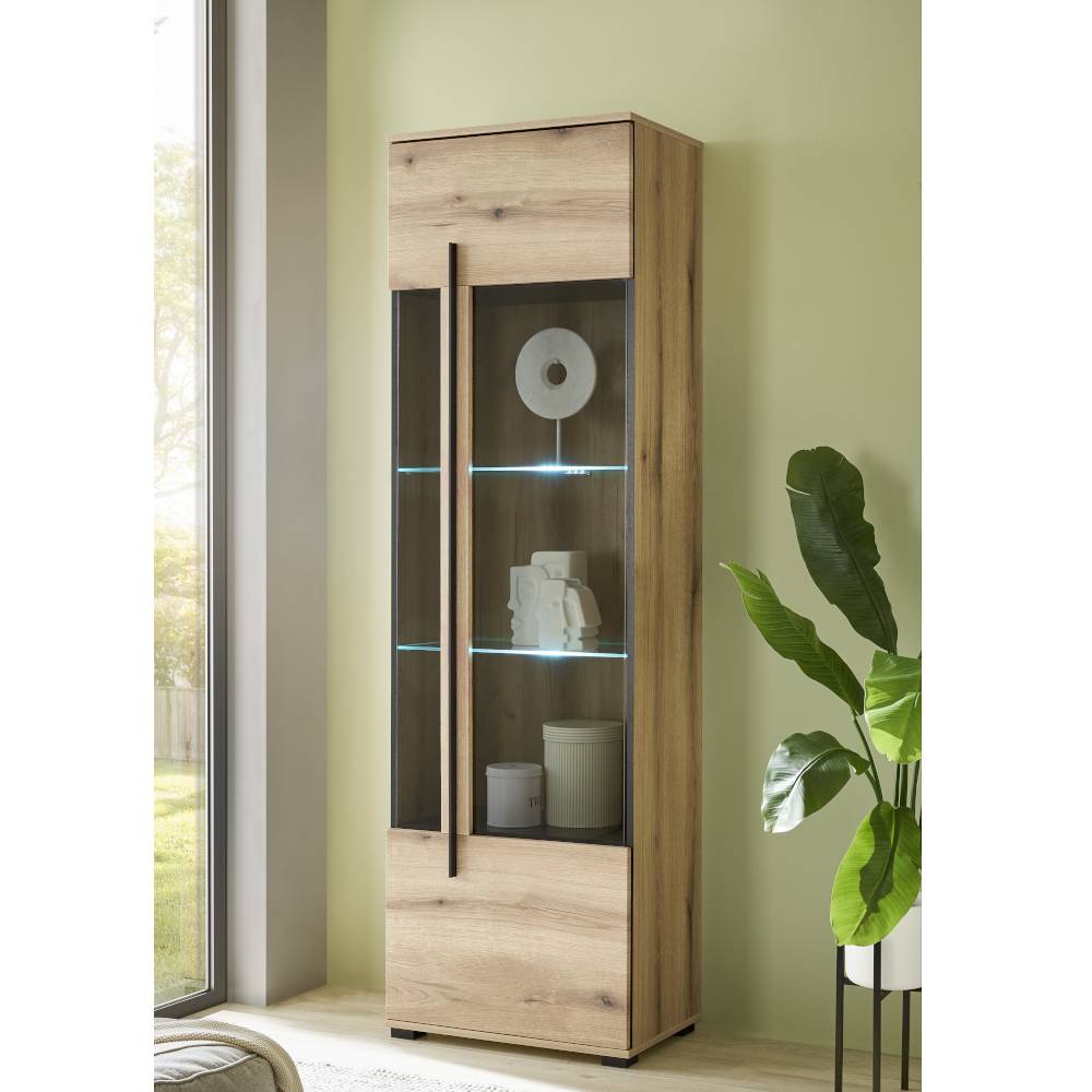 Wohnwand Cemutra in Eichefarben 290 cm breit (vierteilig)