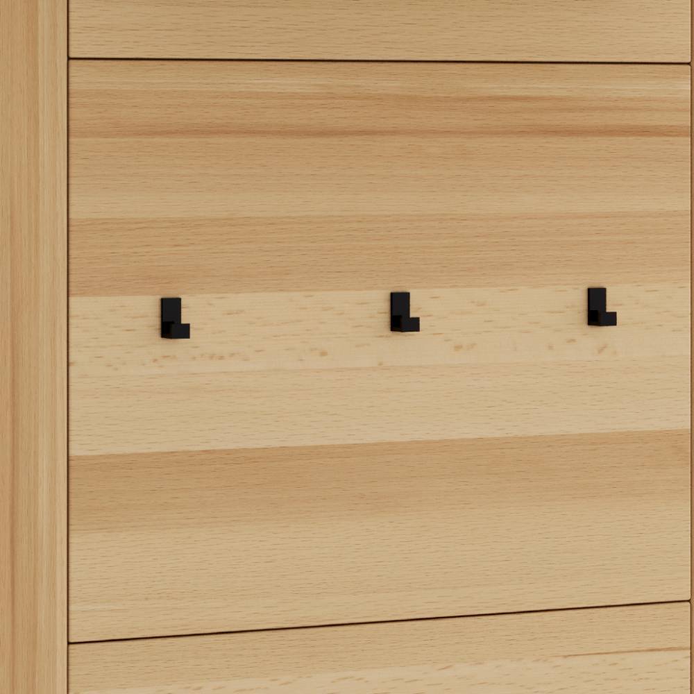 Wandgarderobe Zella in Kernbuchefarben mit 3 Kleiderhaken