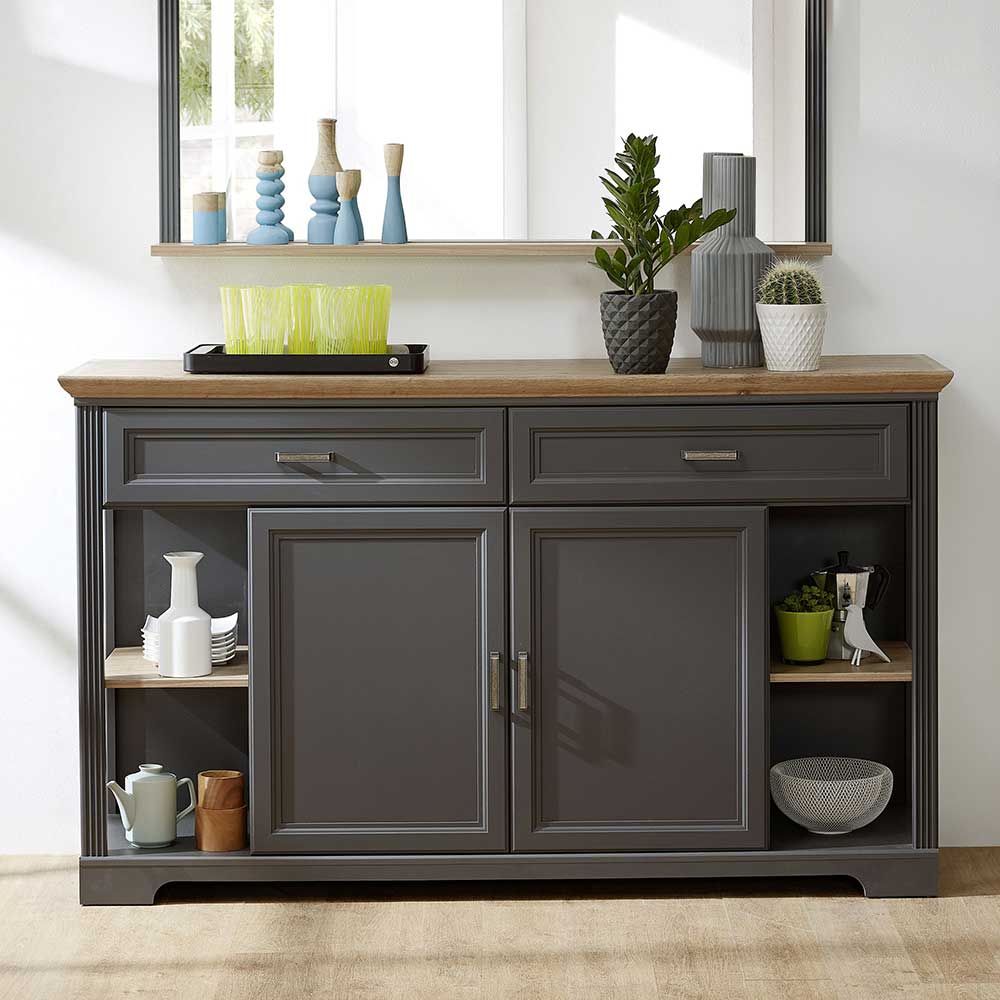 Sideboard Valgura in Dunkelgrau im Landhausstil