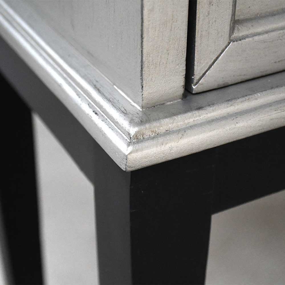 Design Konsole Jastrid in Silberfarben und Schwarz 4 Schubladen