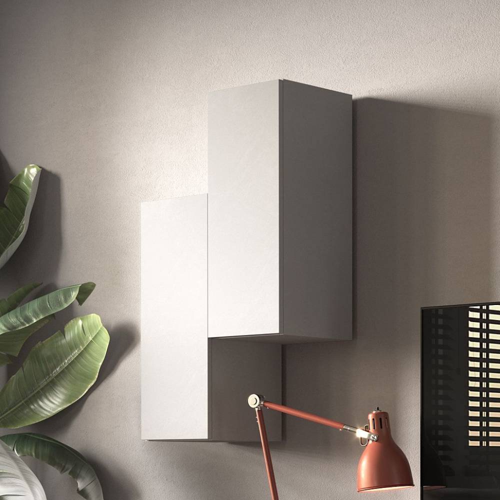 Wohnwand modern Belgica in Grau 290 cm breit (siebenteilig)