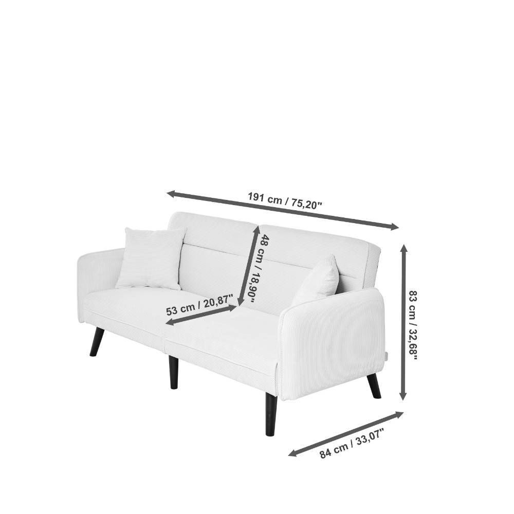 Dreisitzer Sofa Izmara in Champagner mit Schlaffunktion