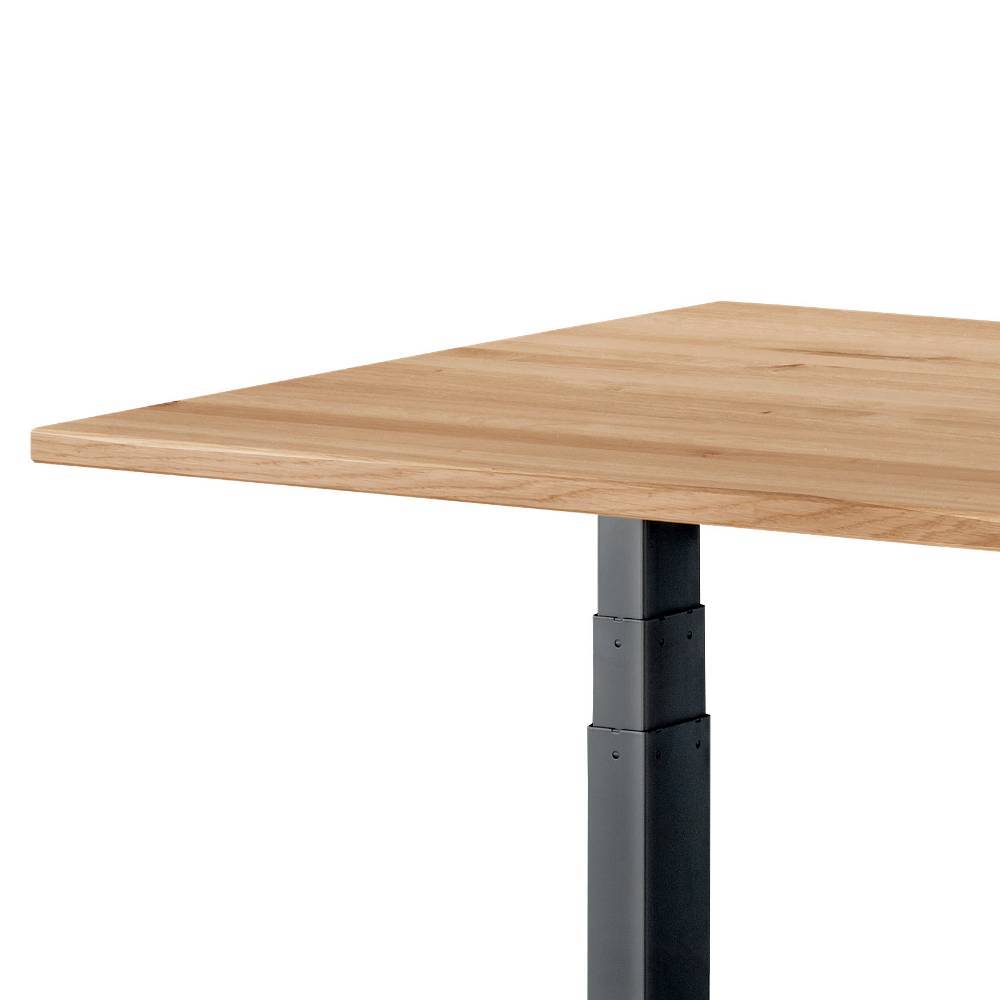 Höhenverstellbarer Schreibtisch Samluca aus Eiche Massivholz und Metall