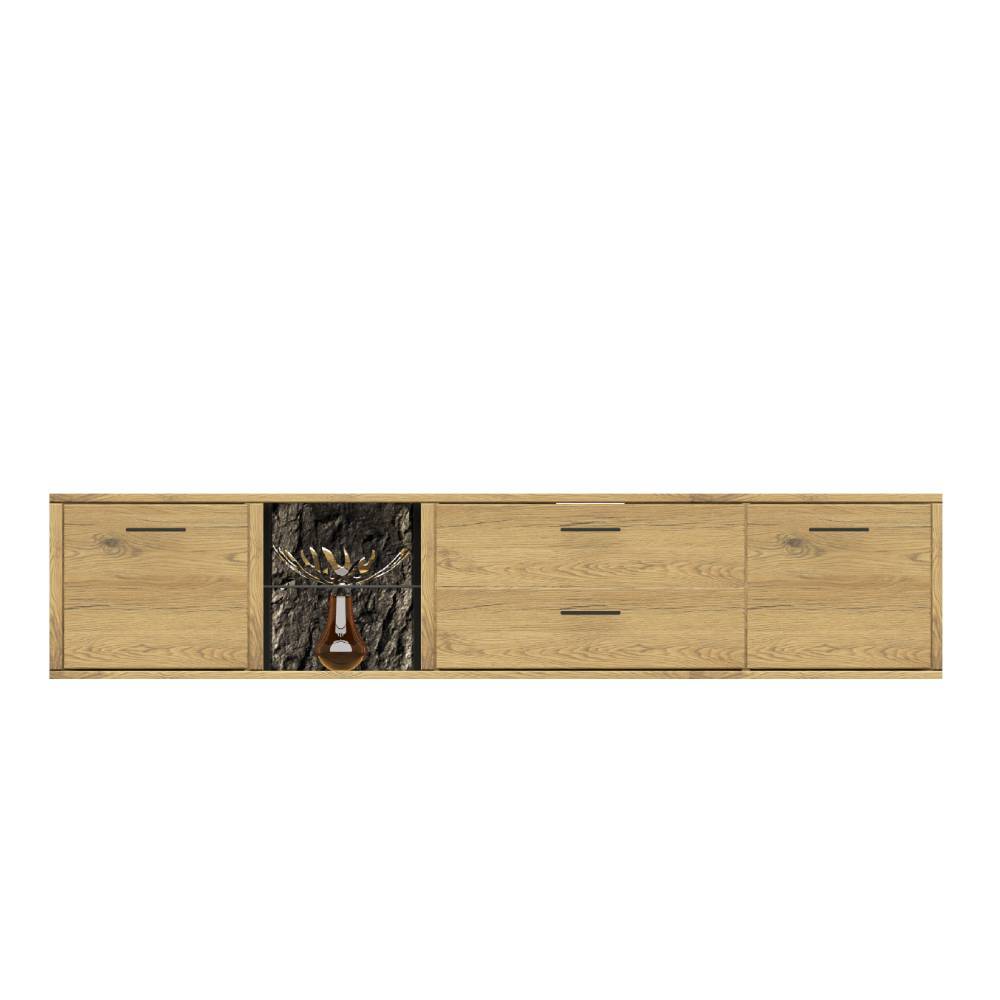 Wohnwand Holz Ostoro in Wildeiche Bianco und modernem Design (dreiteilig)