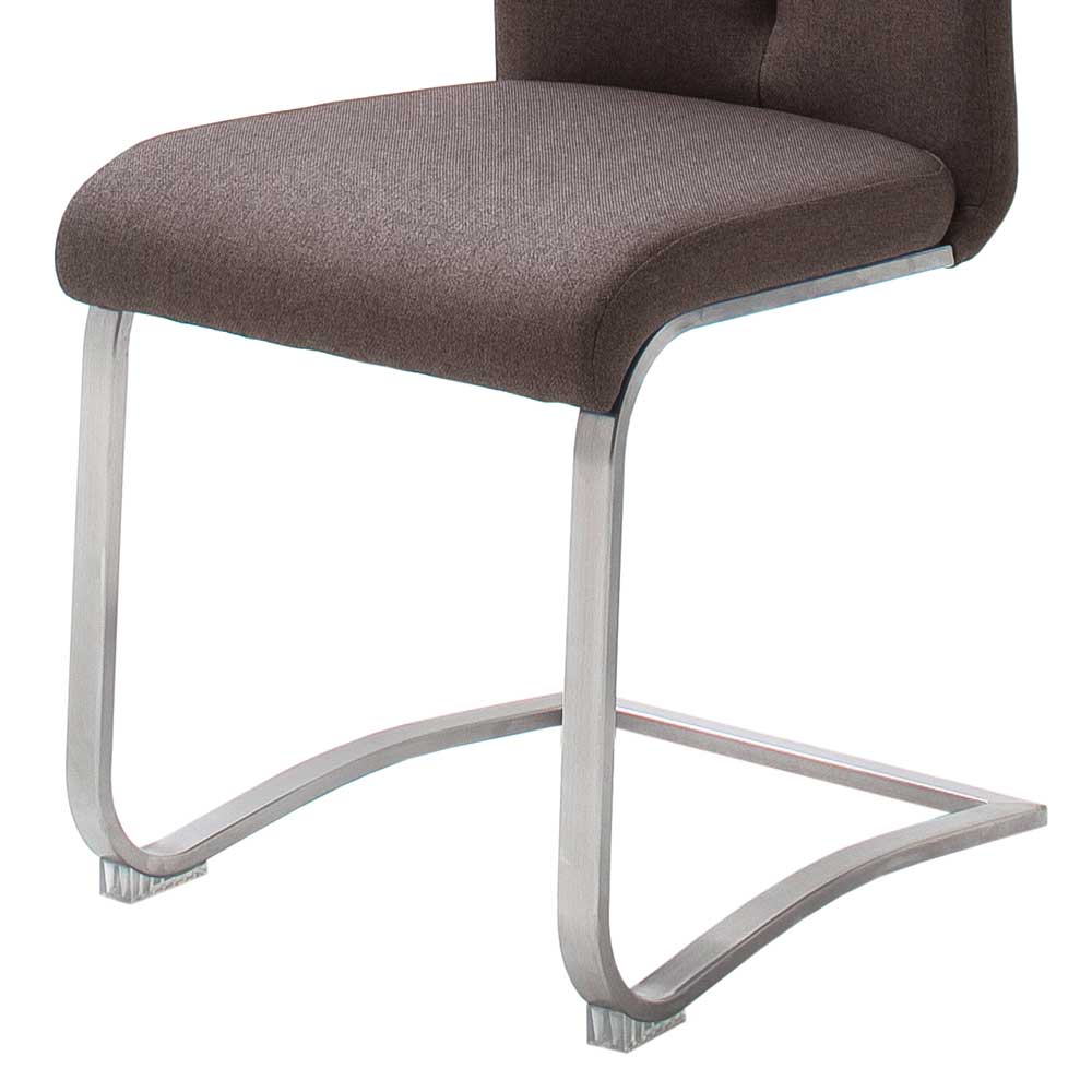 Schwingstühle Vagos in Braun Stoff und Edelstahl (2er Set)