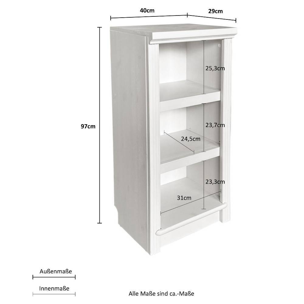 Buchregal Claros aus Kiefer Massivholz im Landhausstil