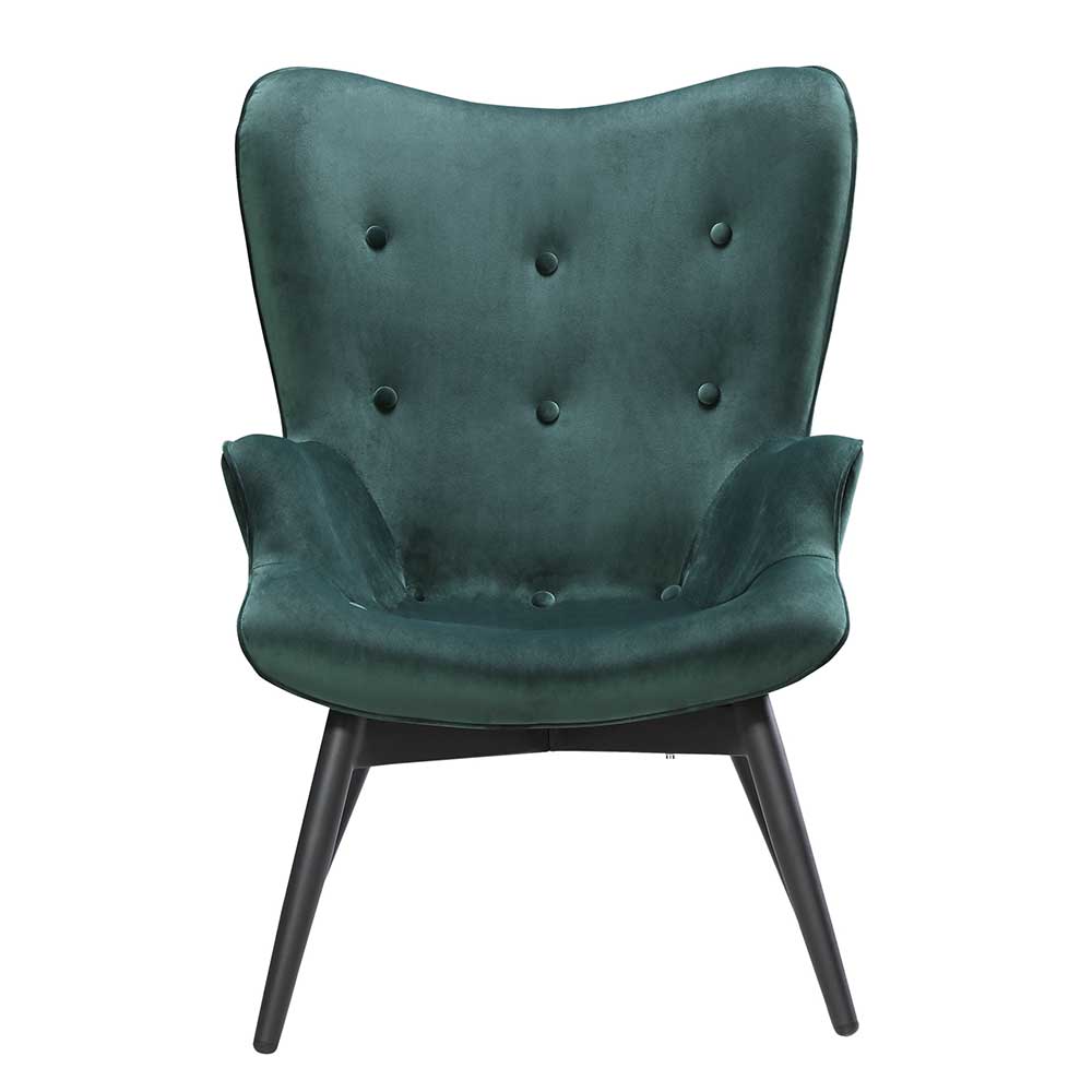 Ohrensessel Hatlantico in Dunkelgrün Samt im Skandi Design