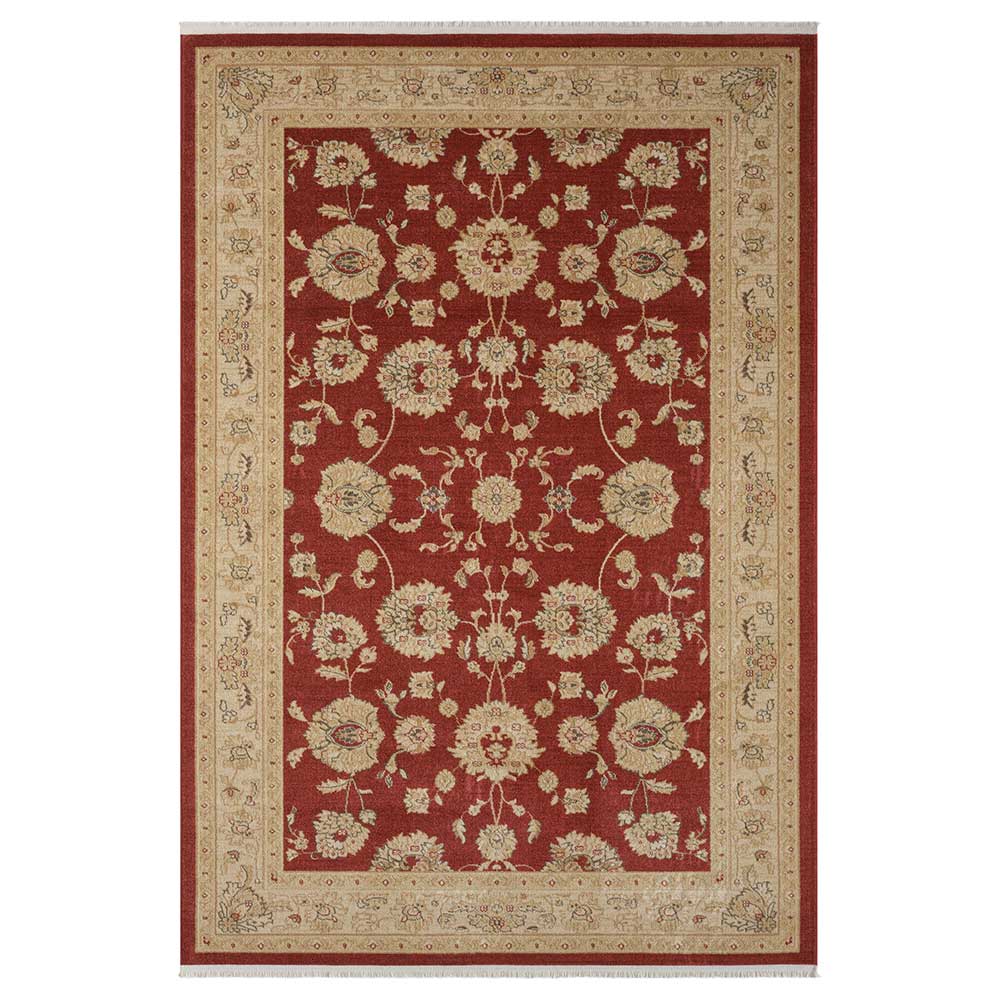 Dunkelroter Teppich Zimbu im orientalischen Stil - Kurzflor