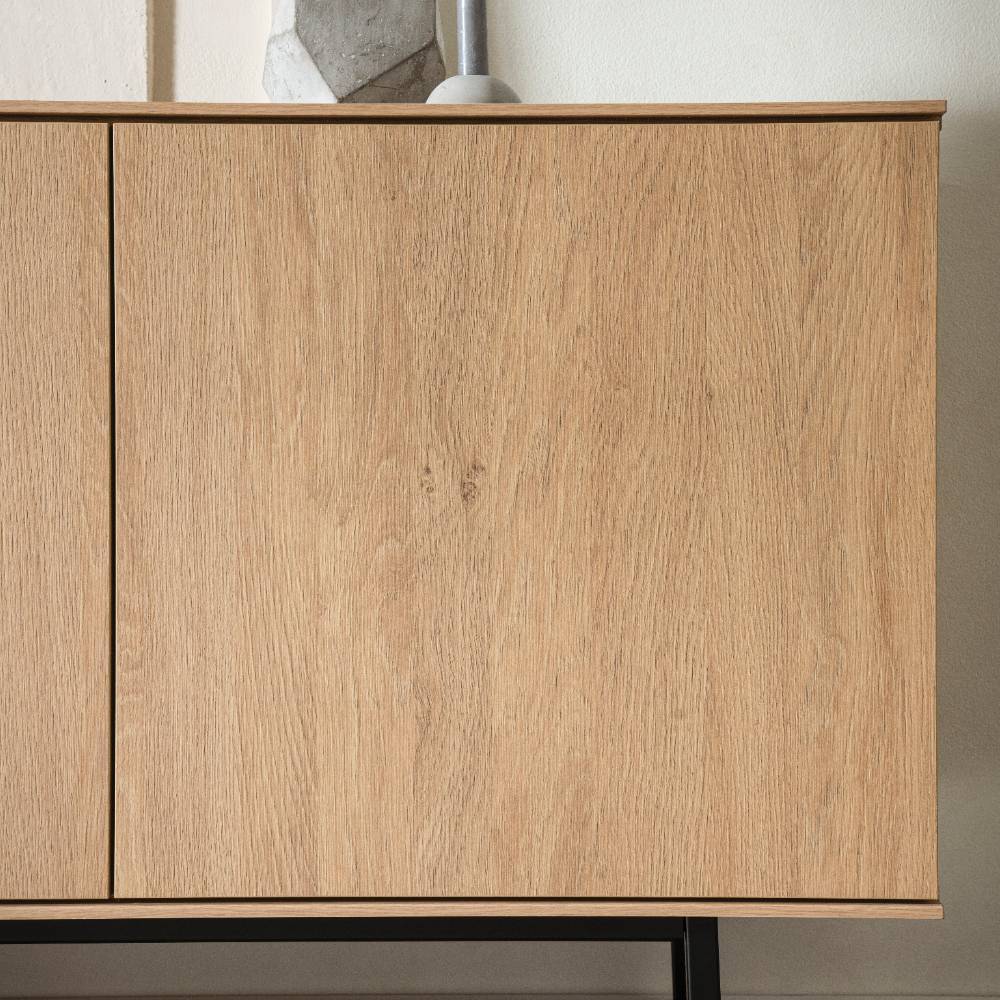 Wohnzimmer Anbauwand Carno in Eiche Stone 208 cm breit (zweiteilig)