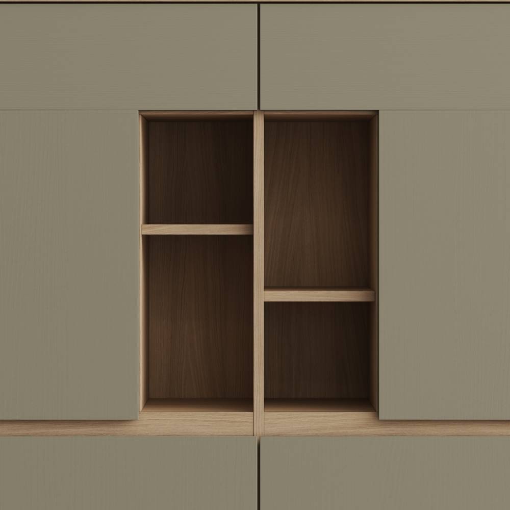 Wohnwand Fine im Skandi Design 195 cm hoch (vierteilig)