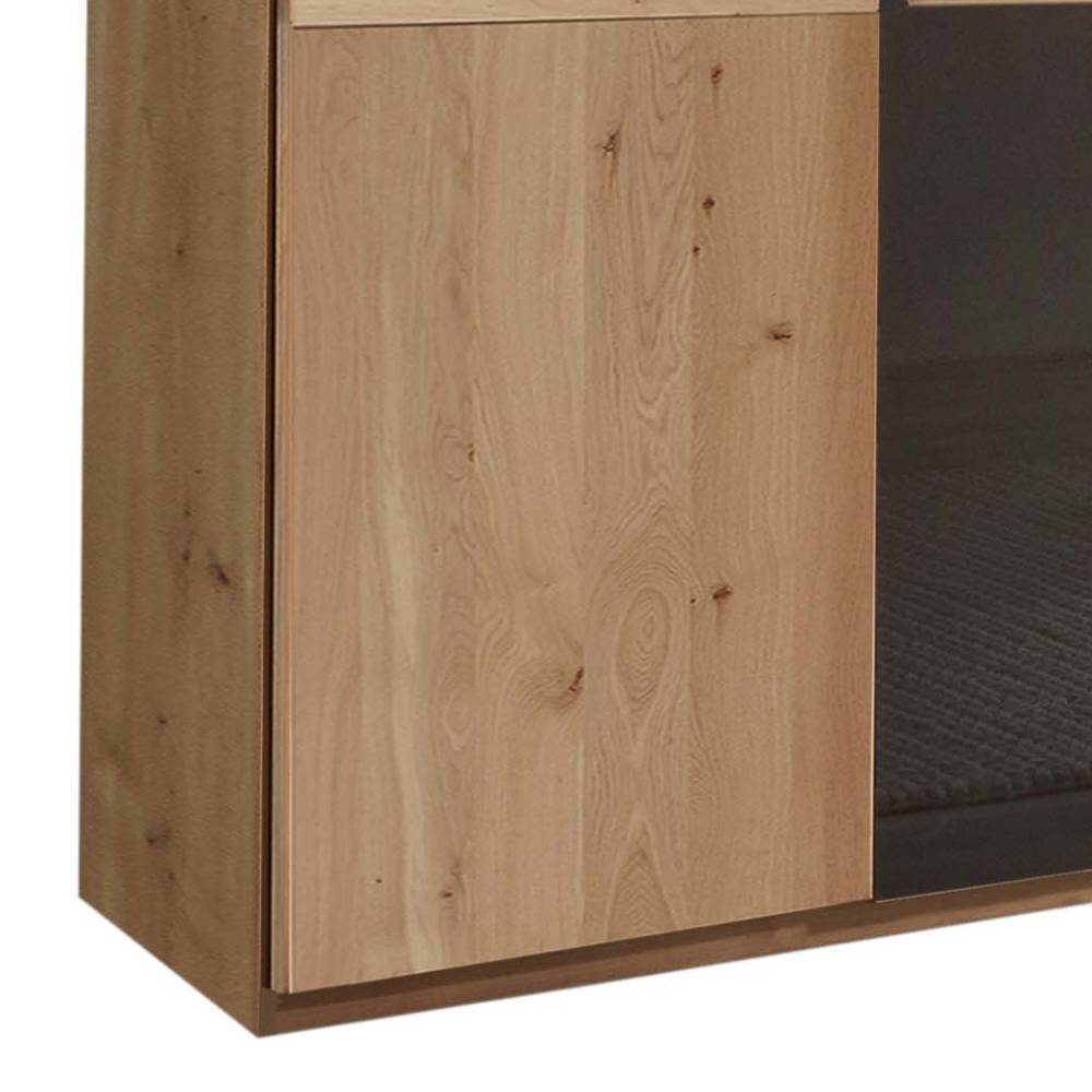 Drehtürenkleiderschrank modern Merkur in Eiche Bianco und Dunkelbraun