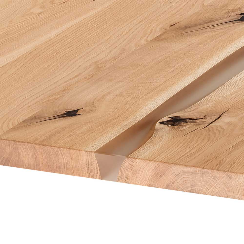 Massivholztisch Budelli mit X Gestell im Industry und Loft Stil