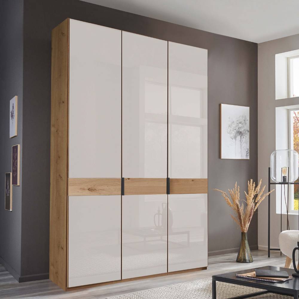 Drehtürenkleiderschrank Durac in Eiche Bianco und Weiß