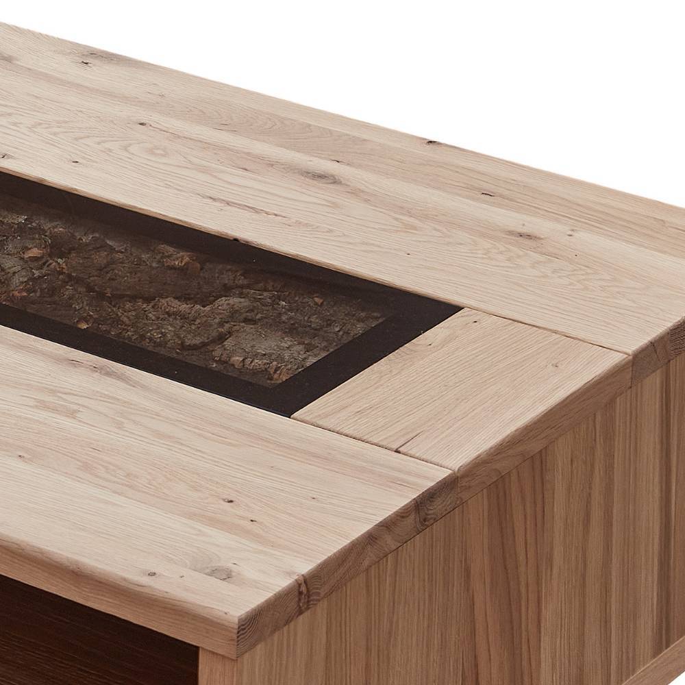Couchtisch Emly mit Massivholzplatte in Wildeiche Bianco