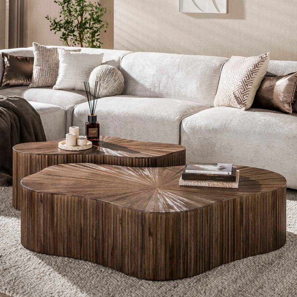 Designercouchtische Figureras in organischer Form - Dunkelbraun (zweiteilig)