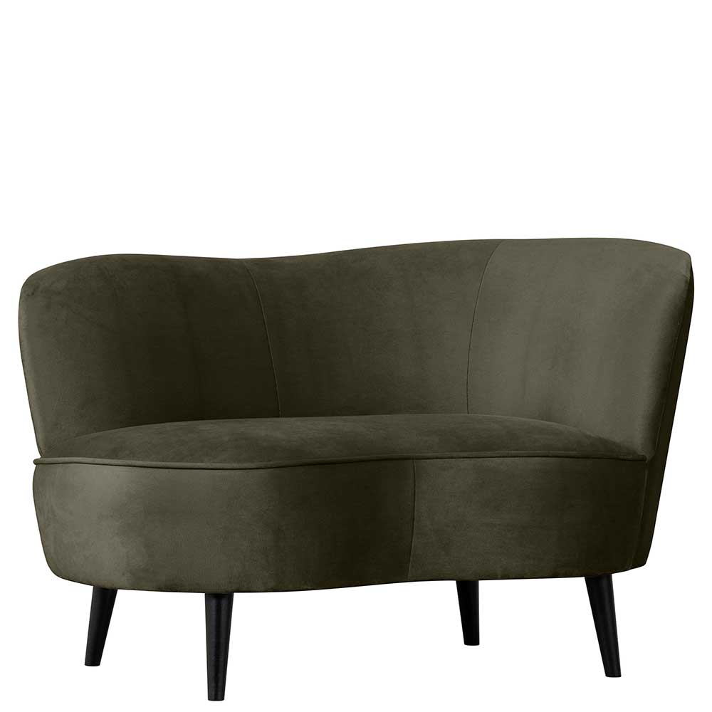 Lounge Einsitzer Sofa Corsica in Dunkelgrün Samt Rücken echt bezogen