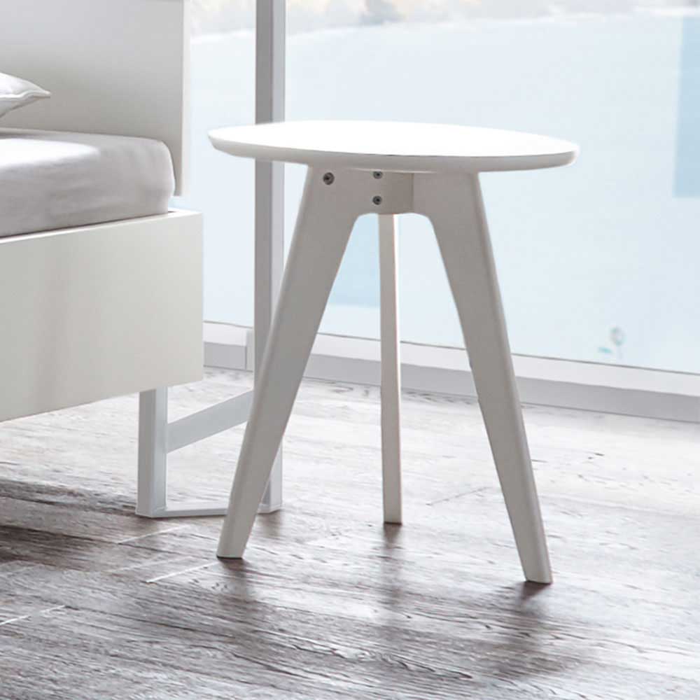 Weißer Beistelltisch Digenara im Skandi Design aus Buche Massivholz