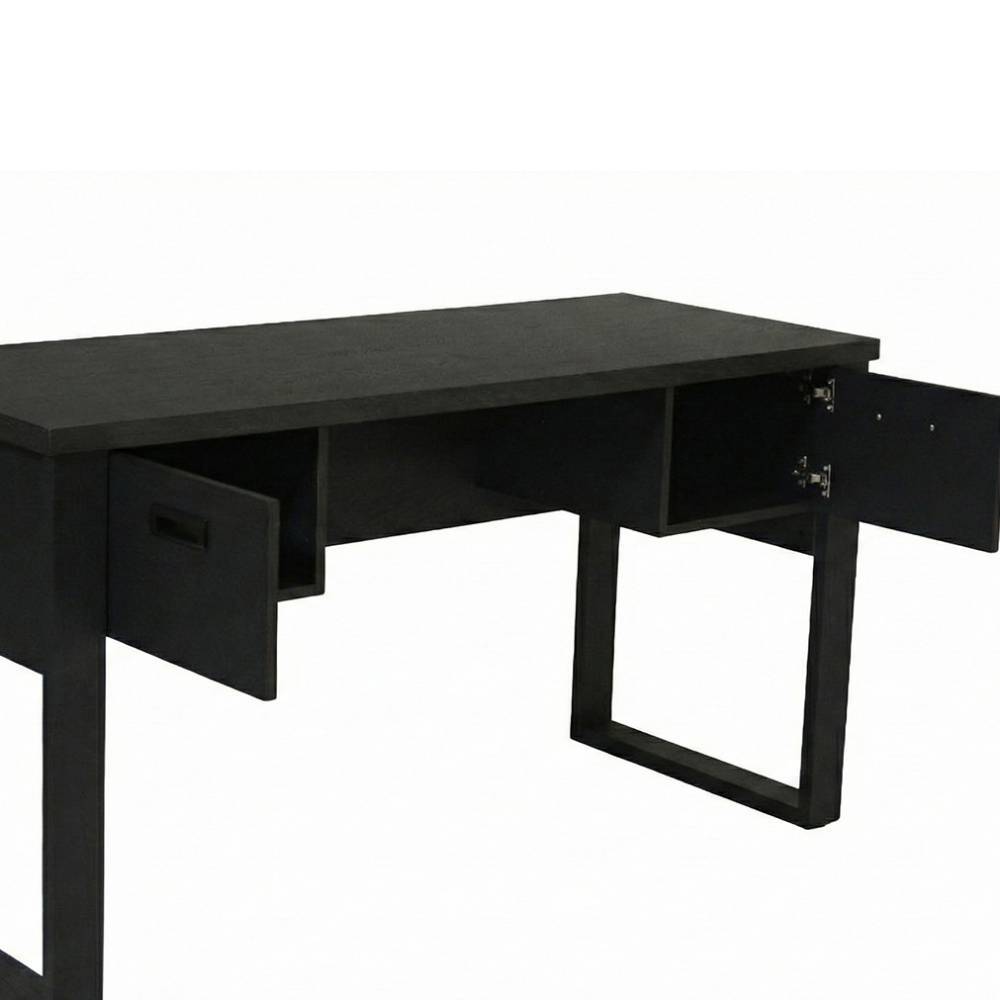 140 cm breiter Schreibtisch Cantoon in Schwarz mit Bügelgestell