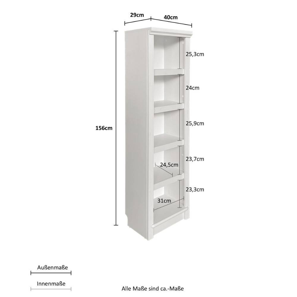 Bücher Regal Phil aus Kiefer Massivholz im Landhausstil