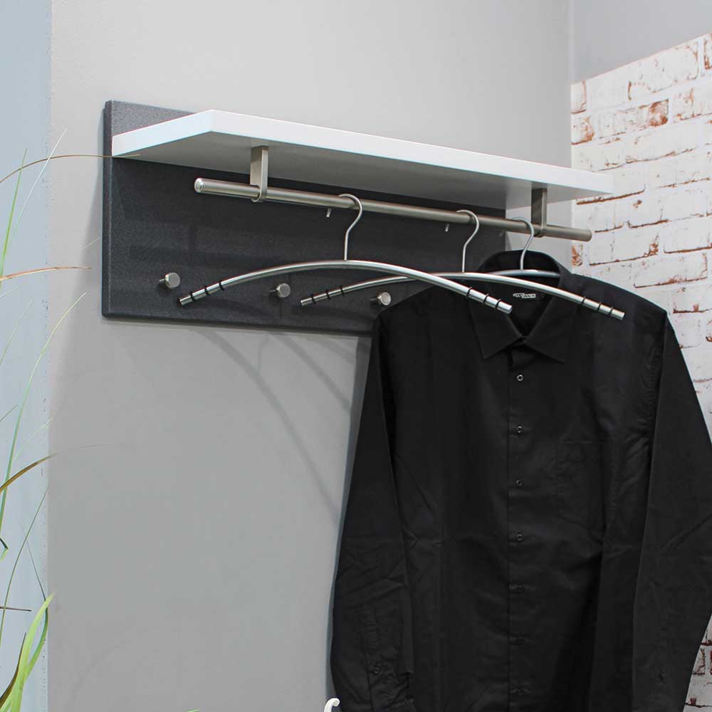 Hängegarderobe Gracing in Weiß Grau mit Haken