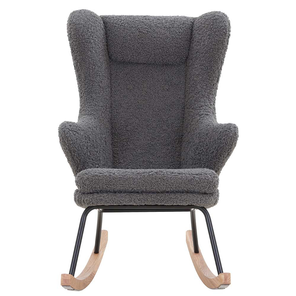 Plüsch Schaukelstuhl Jilamenda im Skandi Design in Grau