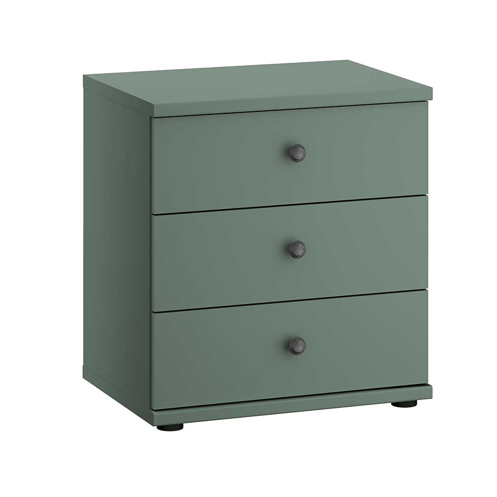 Doppel Bett 160 cm Forjan in Graugrün mit 48 cm Einstiegshöhe