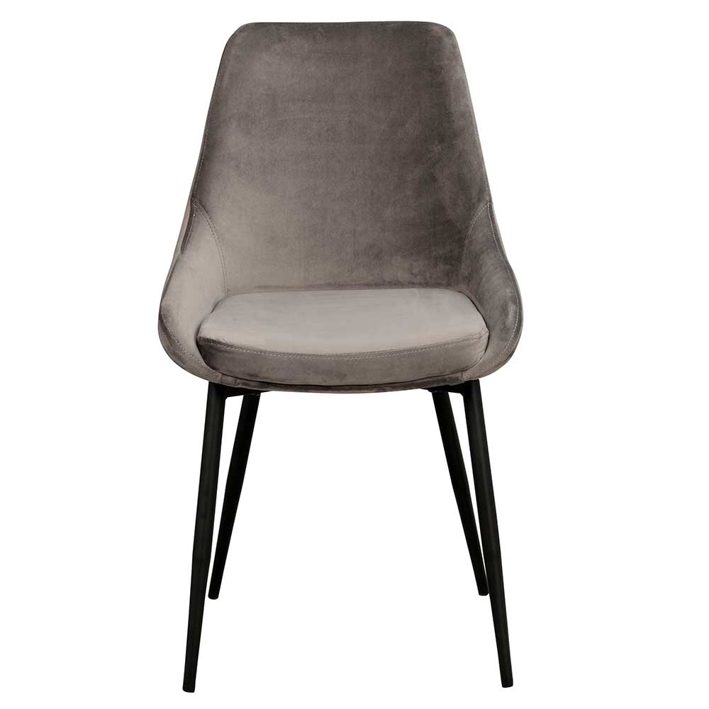 Küchenstuhl Set Ivany aus Samt und Stahl modern (2er Set)