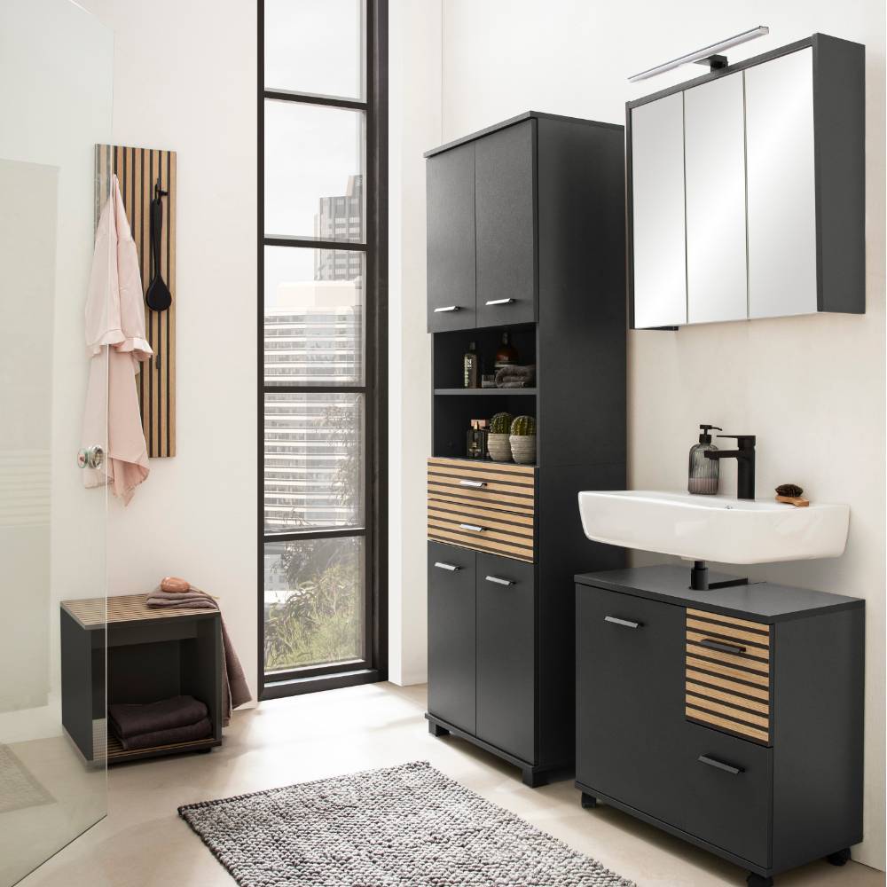 Waschbeckenunterschrank Bennus auf Rollen in modernem Design