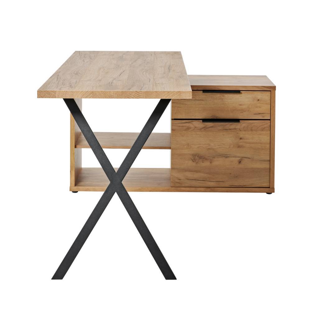 Schreibtisch Pecorino in modernem Design mit Seitenregalen