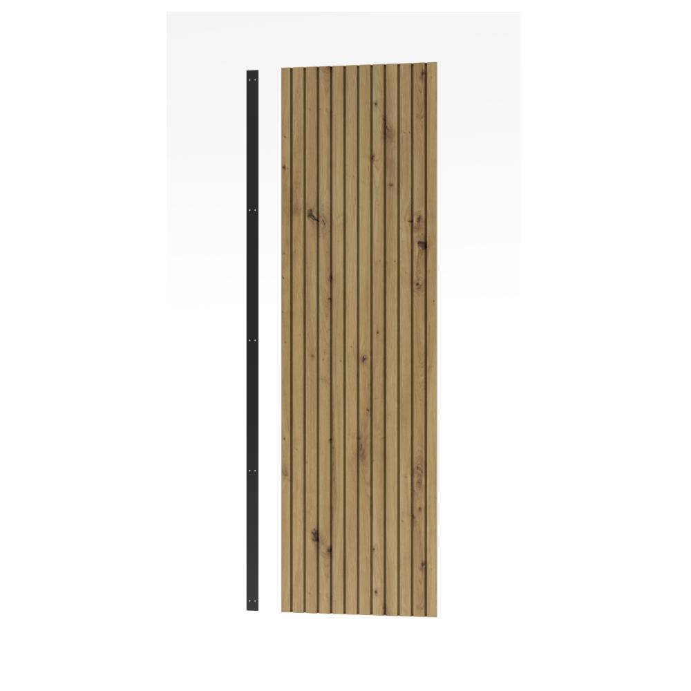 Wohnwand modern Yarisis Wandmontage in Wildeichefarben & Dunkelgrau (achtteilig)