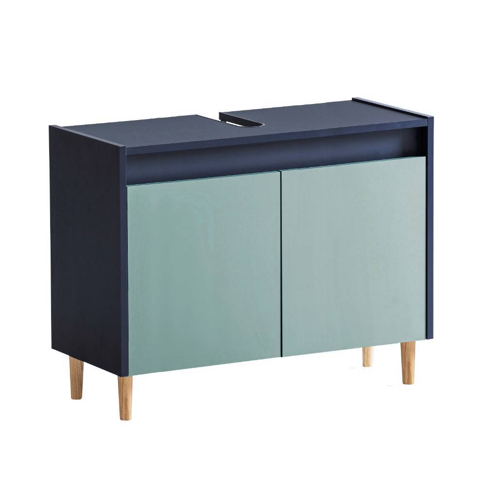 Waschtischunterschrank Elliot in Taubenblau und Dunkelblau