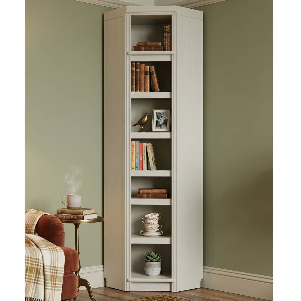Eckbücherregal Phil 220 cm hoch in Cremeweiß