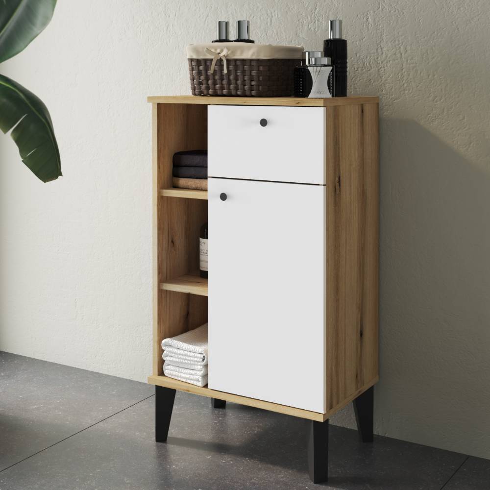 Beistellschrank Bad Zyret mit drei offenen Fächern 90 cm hoch